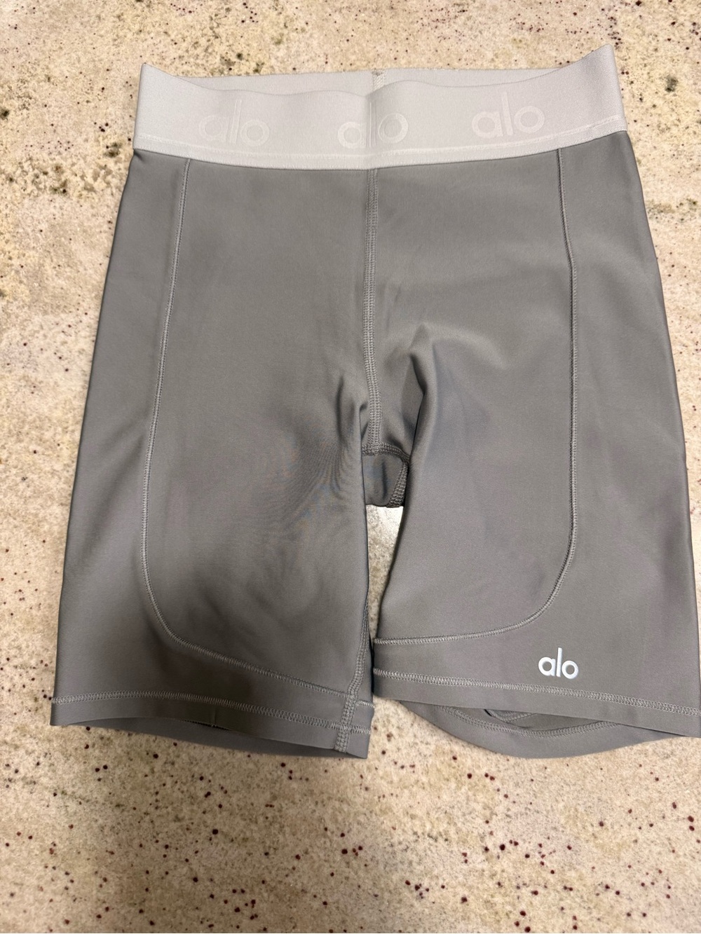 ALO Yoga Men’s Light Gray Athletic Compression Shorts